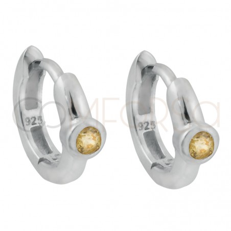 Gold-plated sterling silver 925 yellow zirconium hoop earrings 12mm