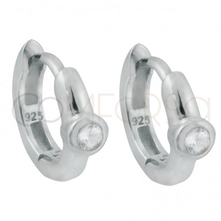 Sterling silver 925 crystal zirconium hoop earrings 12mm
