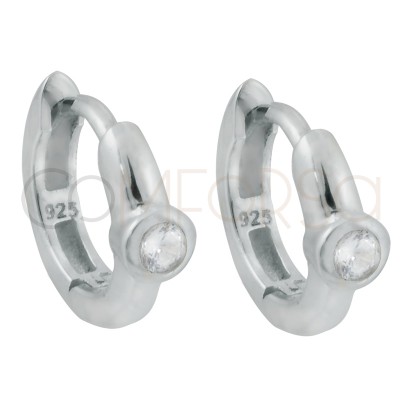 Pendiente aro circonita Crystal 12mm plata 925 chapada en oro