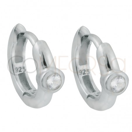 Pendiente aro circonita Crystal 12mm plata 925 chapada en oro