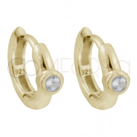 Pendiente aro circonita Crystal 12mm plata 925 chapada en oro