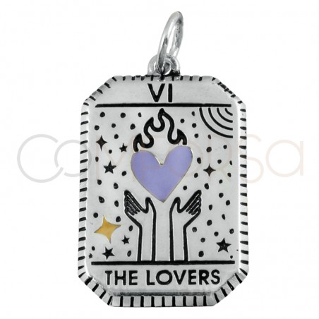 Sterling silver 925 Tarot The Lovers pendant 14x20mm