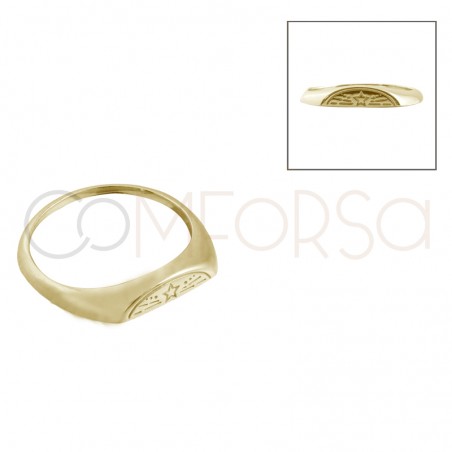 Sterling silver 925 flat ring with star detail (arm with one flat face: 0,26cm)
