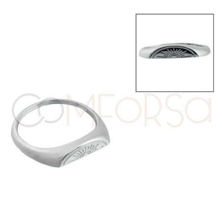 Sterling silver 925 flat face ring with sun detail (arm with one flat face: 0,26cm)