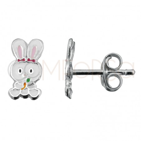 Pendiente conejo pascua 4x8.5mm plata 925