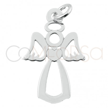 Sterling silver 925 openwork Angel with heart pendant 13 x 18.5mm