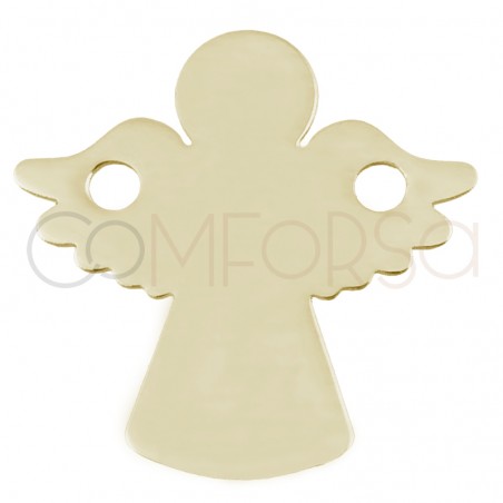 Gold-plated sterling silver 925 plain Angel with wings connector 13 x 13mm