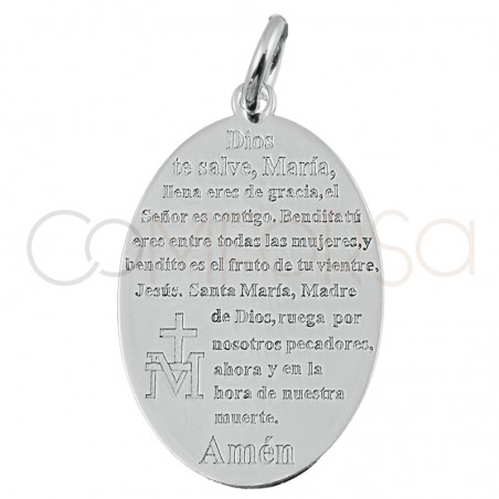 Medalla oración "Ave María" 12x20mm plata 925