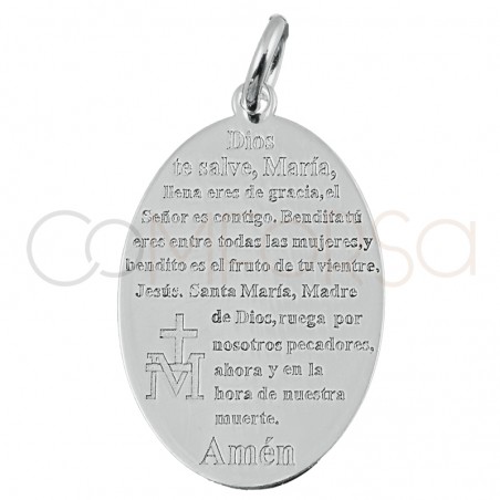 Medalla oración "Ave María" 12x20mm plata 925 chapada en oro