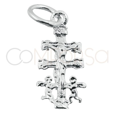 Cruz de Caravaca pequeña 8x16mm plata 925 chapada en oro