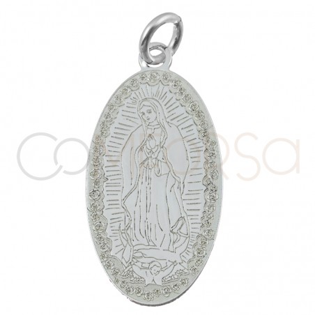 Medalla  Virgen de Guadalupe 11x22mm plata 925