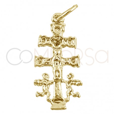 Cruz de Caravaca grande 11x22mm plata 925 chapada en oro