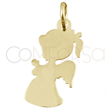 Engraving + Gold-plated sterling silver 925 girl-Angel praying pendant 9 x 17mm