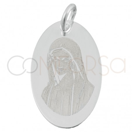 Grabación una cara Dije Virgen de Lourdes 11x18mm plata 925