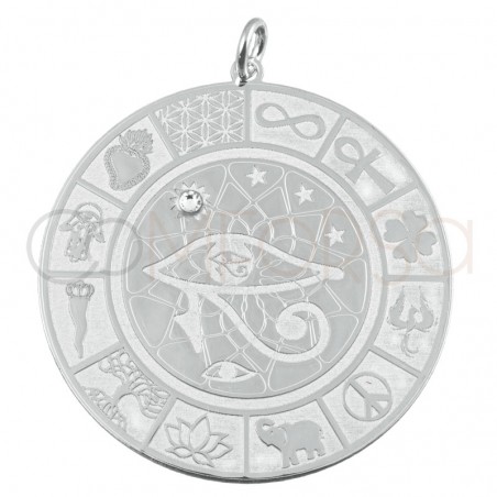 Colgante ojo de Horus con simbología 30mm plata 925