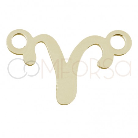 Conector silueta Aries 8mm plata 925 plata chapada en oro