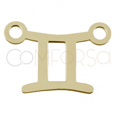 Entrepieza silueta Géminis 8mm plata 925 chapada en oro