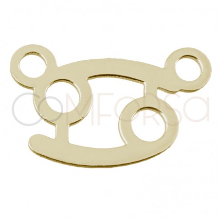 Conector silueta Cáncer 8mm plata 925 chapada en oro