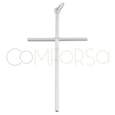 Gold-plated sterling silver 925 cross stick pendant 25x35 mm