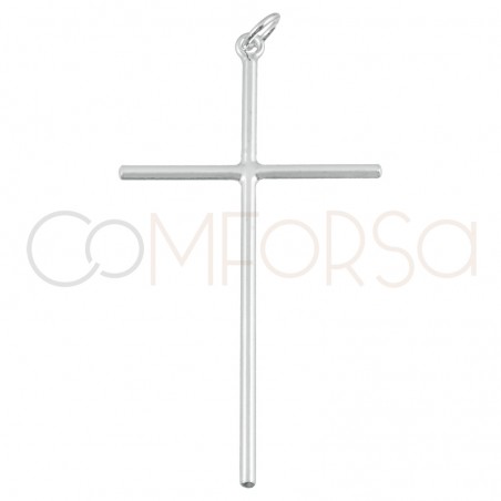 Gold-plated sterling silver 925 cross stick pendant 25x35 mm