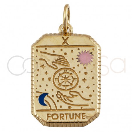 Dije tarot Fortune 14x20mm plata 925 chapada en oro