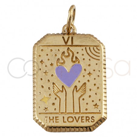 Gold-plated sterling silver 925 Tarot The Lovers pendant 14x20mm