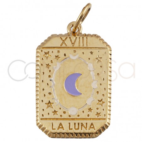 Dije tarot La Luna 14x20mm plata 925 chapada en oro