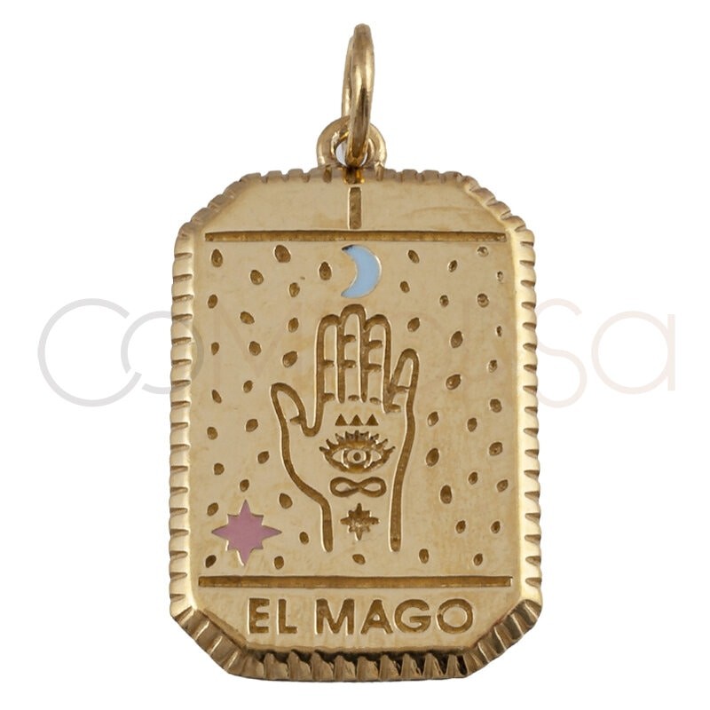 Colgante tarot El Mago 14x20mm plata 925 chapada en oro