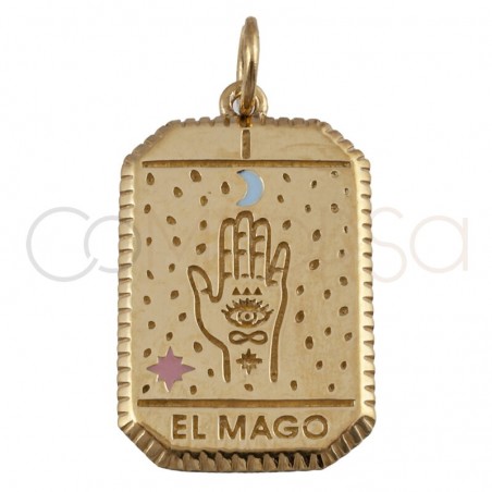 Dije tarot El Mago 14x20mm plata 925 chapada en oro