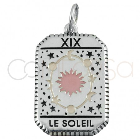 Gold-plated sterling silver 925 Tarot Le Soleil pendant 14x20mm