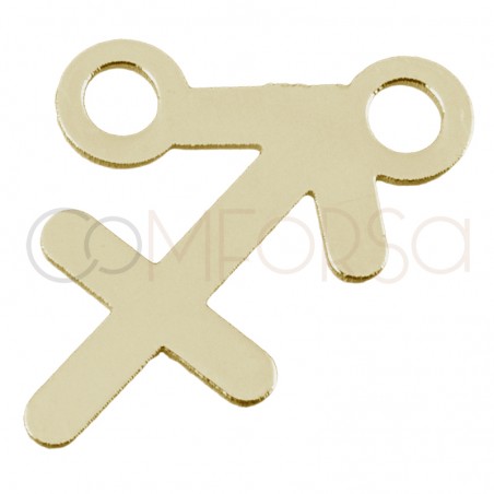 Conector silueta Sagitario 8mm plata 925 chapada en oro