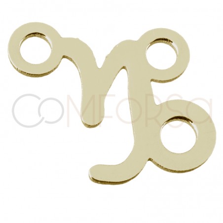 Conector silueta Capricornio 8mm plata 925 chapada en oro