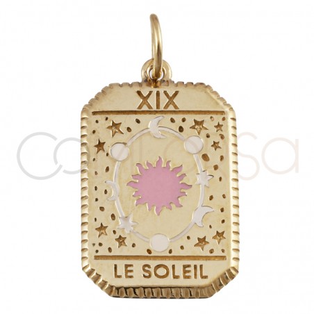 Dije tarot Le Soleil 14x20mm plata 925 chapada en oro
