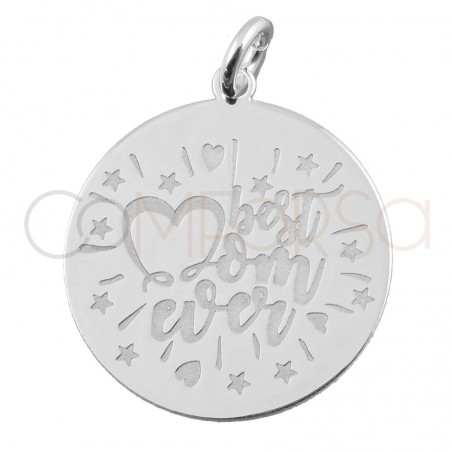 Sterling silver 925 The Best Mom Ever pendant 18mm