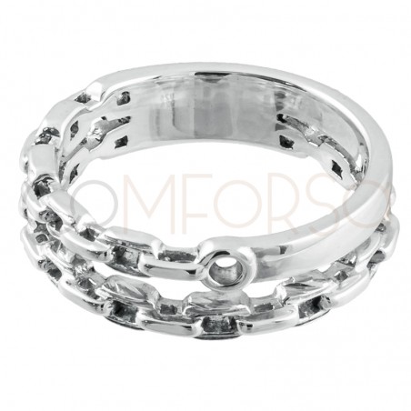 Sterling silver 925 double chain ring with jump ring
