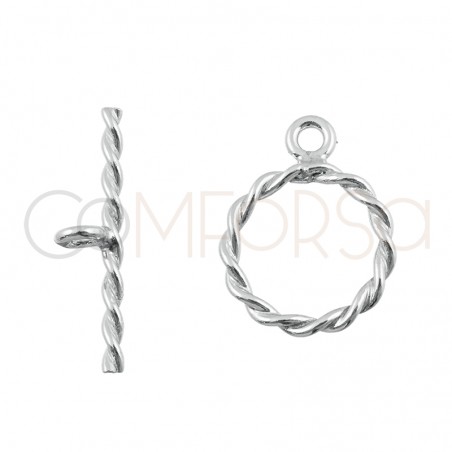 Sterling silver 925 twisted toogle clasp with jump ring 15mm