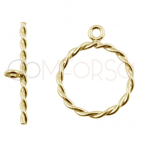 Gold-plated sterling silver 925 twisted toogle clasp with jump ring 18mm