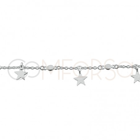 Engraving (4 stars) + Sterling silver 925 bracelet with 4 customizable stars 16cm + 5cm (extender)