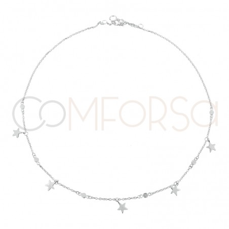 Engraving + Sterling silver 925 choker with 5 customizable stars 40cm + 5cm (extender)