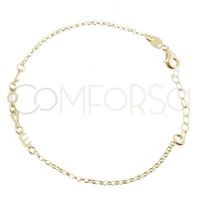 Pulsera Love 17 + 3cm de alargador plata 925 chapada en oro