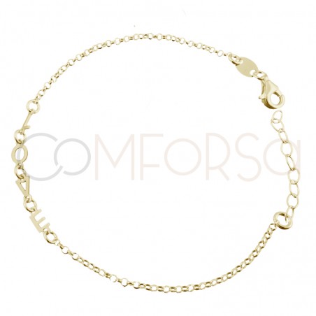 Pulsera Love 17 + 3cm de alargador plata 925 chapada en oro