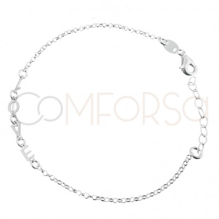 Sterling silver 925 Love bracelet 17cm + 3cm (extender)