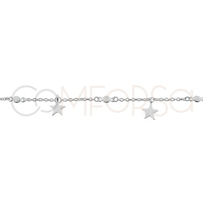 Sterling silver 925 choker with 5 customizable stars 40cm + 5cm (extender)