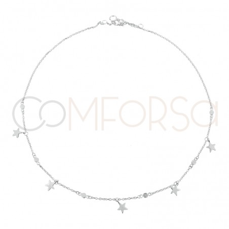 Sterling silver 925 choker with 5 customizable stars 40cm + 5cm (extender)