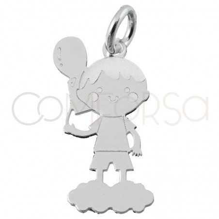 Sterling silver 925 boy with balloon pendant 8x17mm
