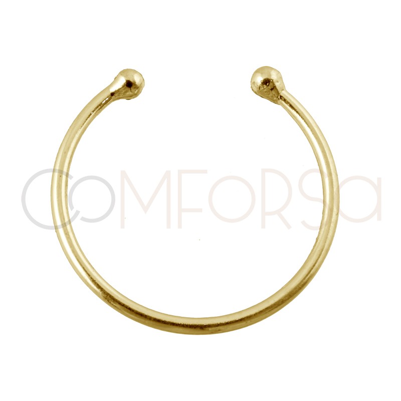 Entrepieza semi circulo 20 x 1.2mm Plata 925 chapada en oro