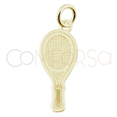 Colgante raqueta de tenis 7.5 x18mm Plata 925 chapada en oro
