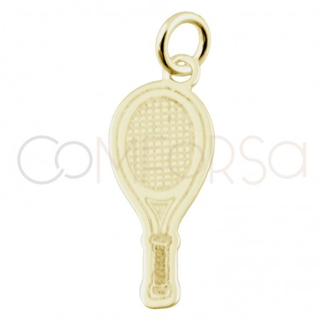 Dije raqueta de tenis 7.5 x18mm Plata 925 chapada en oro