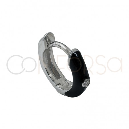 Sterling silver 925 hoop earrings black enamel 12mm