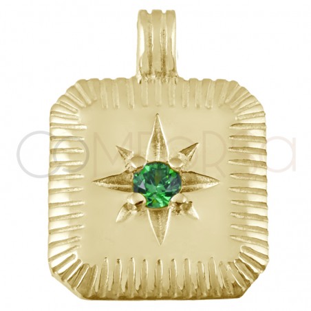 Colgante piedra nacimiento Emerald (mayo) 11.5 x12.5mm Plata 925 chapada en oro